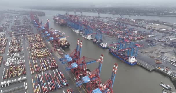Hamburg Tyskland Desember 30Th 2023 Hhla Container Terminal Burchardkai Stor – stockvideo
