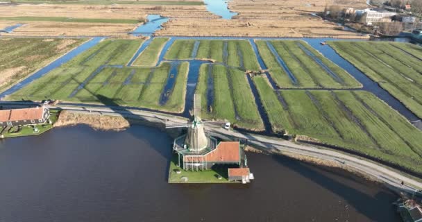 Zaanse Schans Molen Kat Historische Windmühle Holländischen Polder Touristenattraktion Niederländisches — Stockvideo