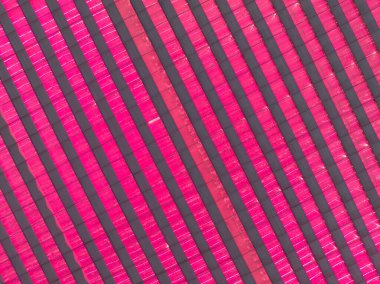 Bahçecilik endüstrisinde yapay LED ışıklar var. Kuş gözü hava aracı görüntüsü.