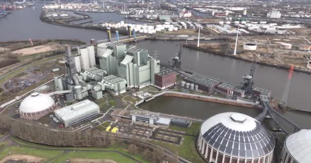 Fossiele Brandstoffen Kolengestookte Elektriciteitscentrale Haven Van Hamburg Duitsland — Stockvideo