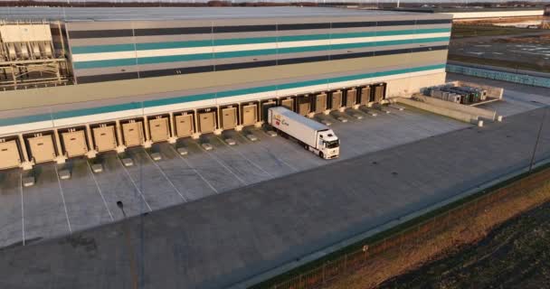 Almere Flevoland Januari 2024 Lidl Distributiecentrum Simon Loos Vrachtwagen Parkeren — Stockvideo
