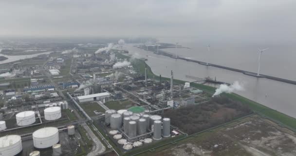 Delfzijl Groningen December 2023 Chemische Fabriek Haven Van Delfzijl Grote — Stockvideo