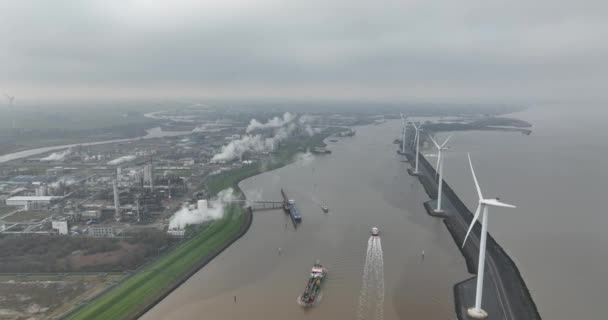 Delfzijl Groningen Holandia Grudnia 2023 Port Delfzijl Wejście Portu Port — Wideo stockowe