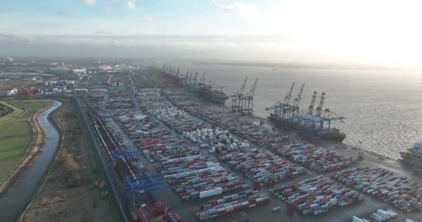 Bremerhaven Dezember 2023 Containerterminal Bremerhaven Drohnenblick Aus Der Luft — Stockvideo