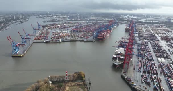 ハンブルク ドイツ 2023年12月30日 ハンブルク港のグローバル物流 — ストック動画