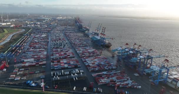 Bremerhaven Germany December 29Th 2023 Container Terminal Bremerhaven North Sea — Stock Video