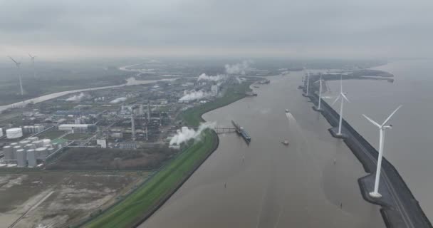 Delfzijl Groningen Hollanda Aralık 2023 Delfzijl Limanı Girişi Delfzijl Limanı — Stok video