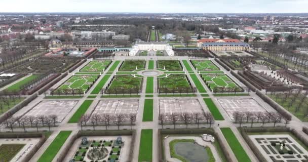 Herrenhauser Garten Gardens Herrenhausen Hanôver Alemanha Jardins Barrocos Aviões Visão — Vídeo de Stock