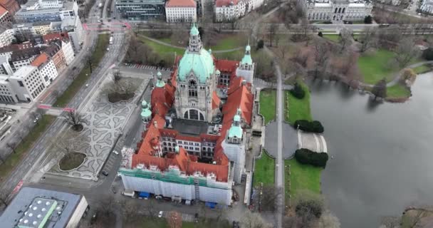 Het Nieuwe Gemeentehuis Das Neue Rathaus Hannover Duitsland — Stockvideo