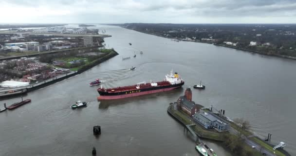 Hamburg Germania Decembrie 2023 Flota Kohlfle Hafen Portul Hamburg Pilothouse — Videoclip de stoc