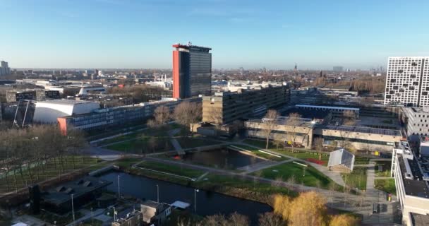 델프트 델프트 네덜란드 네덜란드 2023년 12월 16일 델프트 캠퍼스와 드론보기 — 비디오