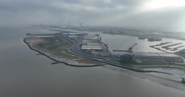 Delfzijl Groningen Netherlands December 2023 Port Delfzijl Commercial Harbour Province — 图库视频影像