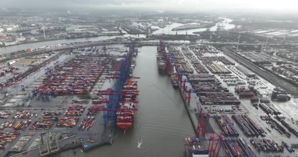 Hamburg Niemcy Grudnia 2023 Terminal Kontenerowy Hhla Burchardkai Duży Port — Wideo stockowe