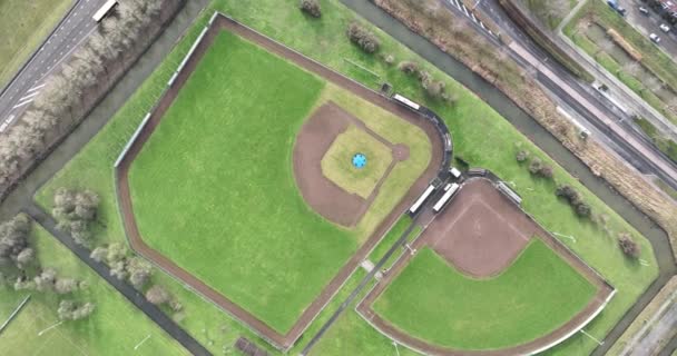 Top View Baseball Field Outdoor Sports Activity Amateur Sporting Club — Stock Video
