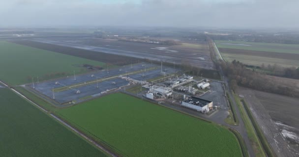 Zemětřesení Důsledku Těžby Plynu Zařízení Zemní Plyn Groningenu Pohled Ptačí — Stock video