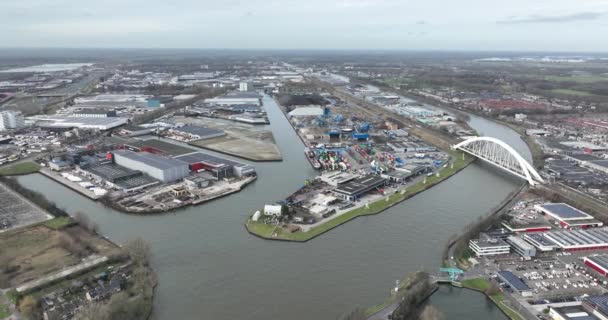 Porto Industrial Utrecht Aviões Aéreos Vista Para Olhos Protonhaven Kernhaven — Vídeo de Stock
