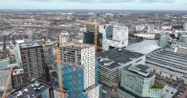 Utrecht Nizozemsko Února 2024 Výstavba Zázračné Dřevěné Obytné Budovy Budování — Stock video