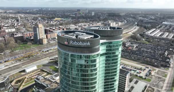 Utrecht Países Bajos Febrero 2024 Edificio Oficinas Rabobank Sector Financiero — Vídeos de Stock