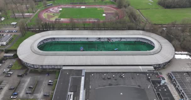 Vechtsebanen Egy Sportkomplexum Utrechtben Hollandiában Madártávlat Részben Fedett 400 Méteres — Stock videók
