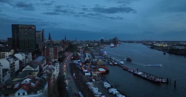 Pauli Landungsbrucken Pauli Landing Bridges Terminal Penumpang Hamburg Jerman Ponton — Stok Video