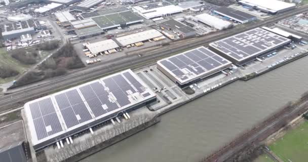Modernos Centros Distribución Nueva Construcción Impulsados Por Energía Solar Sostenible — Vídeos de Stock
