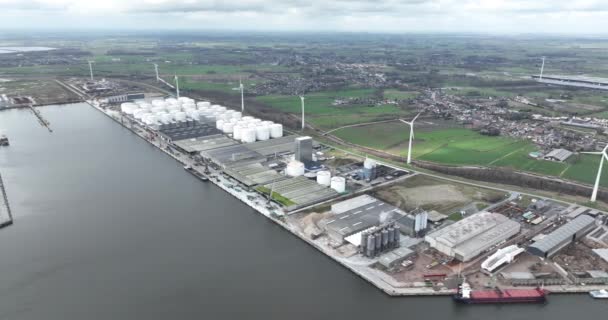 Gent Kikötőjében Található Folyékony Ömlesztettáru Terminálok Amelyek Kőolajtermékek Bioüzemanyagok Folyékony — Stock videók