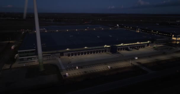Centro Distribución Terminal Carga Para Camiones Logística Transporte Vista Aérea — Vídeos de Stock