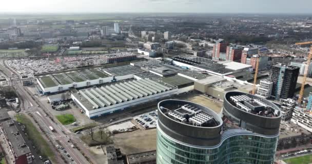 荷兰乌得勒支 2024年2月7日 乌得勒支的圣战者 展览和会议中心建筑 空中鸟瞰 — 图库视频影像