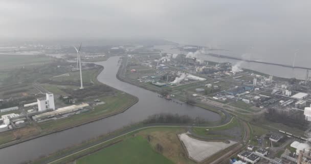 Parque Industrial Químico Que Basa Química Sal Puerto Delfzijl Groningen — Vídeos de Stock