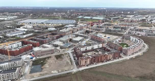 Zona Desarrollo Kronsrode Construcción Viviendas Multifamiliares Las Afueras Hannover Vista — Vídeos de Stock
