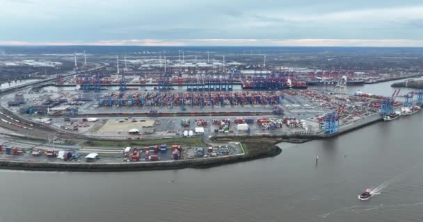 Hamburg Almanya Aralık 2023 Eurogate Konteynır Terminali Hhla Konteynır Terminali — Stok video