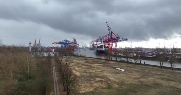 Hamburg Dezember 2023 Drohnenblick Auf Das Eurogate Container Terminal Und — Stockvideo