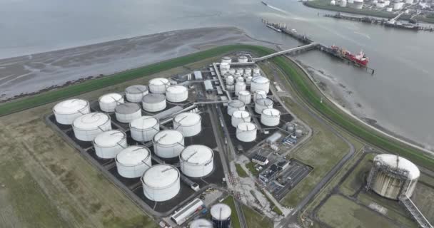 Uluslararası Depolama Şirketi Toptan Enerji Kimyasal Ürünler Terminallerde Depolanır Denizaşırı — Stok video