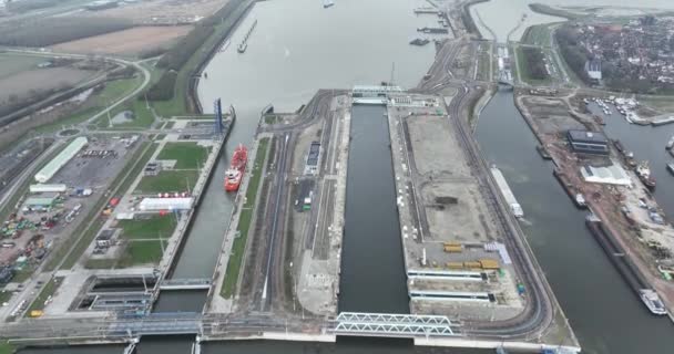 North Sea Locks Terneuzen Lock Complex Sea Locks Cidade Holandesa — Vídeo de Stock
