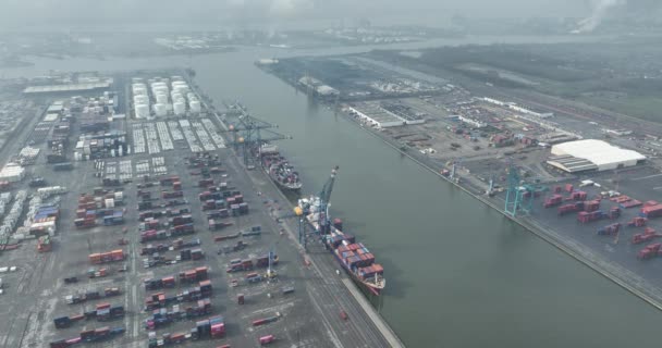 Сверху Вид Беспилотника Васлендхейвен Waaslandhaven Является Частью Порта Антверпен Который — стоковое видео
