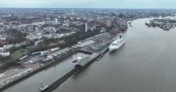 Hamburg Kreisfreie Stadt Tyskland December 2023 Flygdrönare Syn Dockland Office — Stockvideo