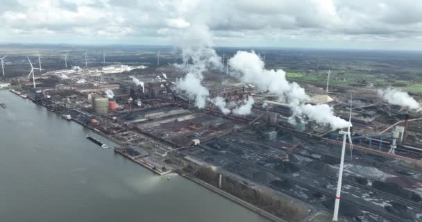 Gand Fiandre Orientali Belgio Febbraio 2024 Altiforni Produttore Acciaio Arcelormittal — Video Stock
