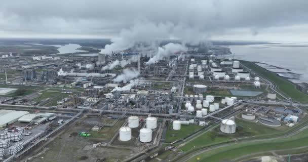 Dow Terneuzen Chemical Park Aerial Drone View — Stock Video