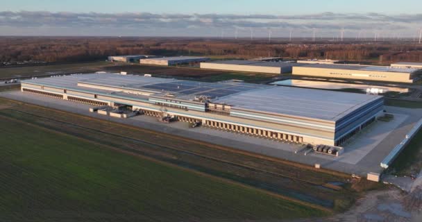 Logistické Odvětví Flevolandu Nizozemsku Logistika Udržitelného Distribučního Centra Zobrazení Leteckých — Stock video