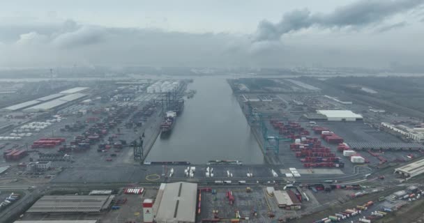 Antwerp Container Terminal K730 Deepsea Terminals Antwerp Multimodal Access Road — Stock Video