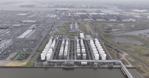 Antuérpia Província Antuérpia Bélgica Março 2024 Silos Armazenamento Químico Porto — Vídeo de Stock