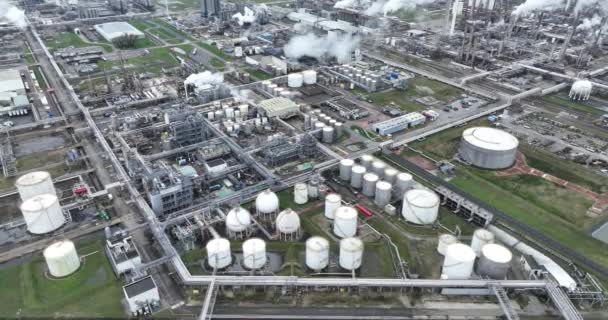Chemical Park Aerial Top View Industrial Installation Production Chemicals Plastics — Stock Video