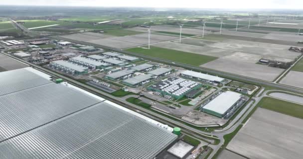 Großes Rechenzentrum Aus Der Luft Mit Drohnen Agriport Middenmeer Niederlande — Stockvideo