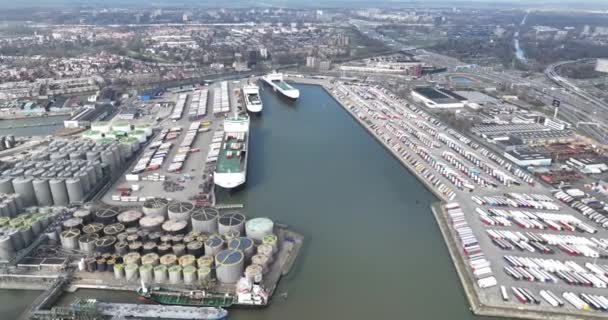 Schiedam Zuid Holland Nederländerna Mars 2024 Dfds Terminal För Godshantering — Stockvideo