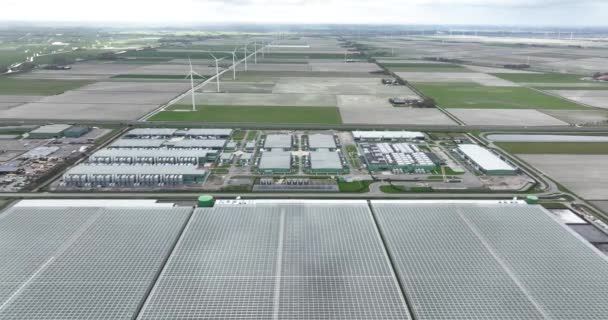 Aerial Drone View Data Acenter Building Middenmeer Wieringerwerf Hollandia Információs — Stock videók