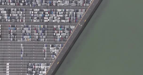 Aerial Top View Roro Terminal Which Short Roll Roll Terminal — Stock Video
