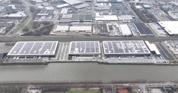 Industria Imprese Utrecht Lungo Kanaaldijk Aziende Imprese Pannelli Solari Sostenibili — Video Stock