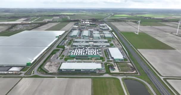 Tech Giant Operational Data Center Building Facility Middenmeer Hollands Kroon — Stock Video