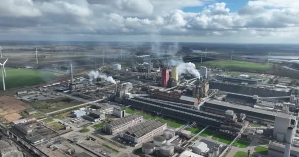 Műtrágyagyártó Telephely Sluiskil Található Csatorna Gentből Terneuzen Telephelyek Északi Tengeri — Stock videók