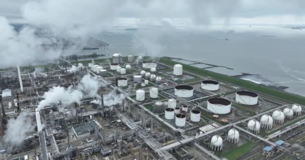 Aerial Drone View Chemical Park Dow Terneuzen Focusing Chemical Production — Stock Video